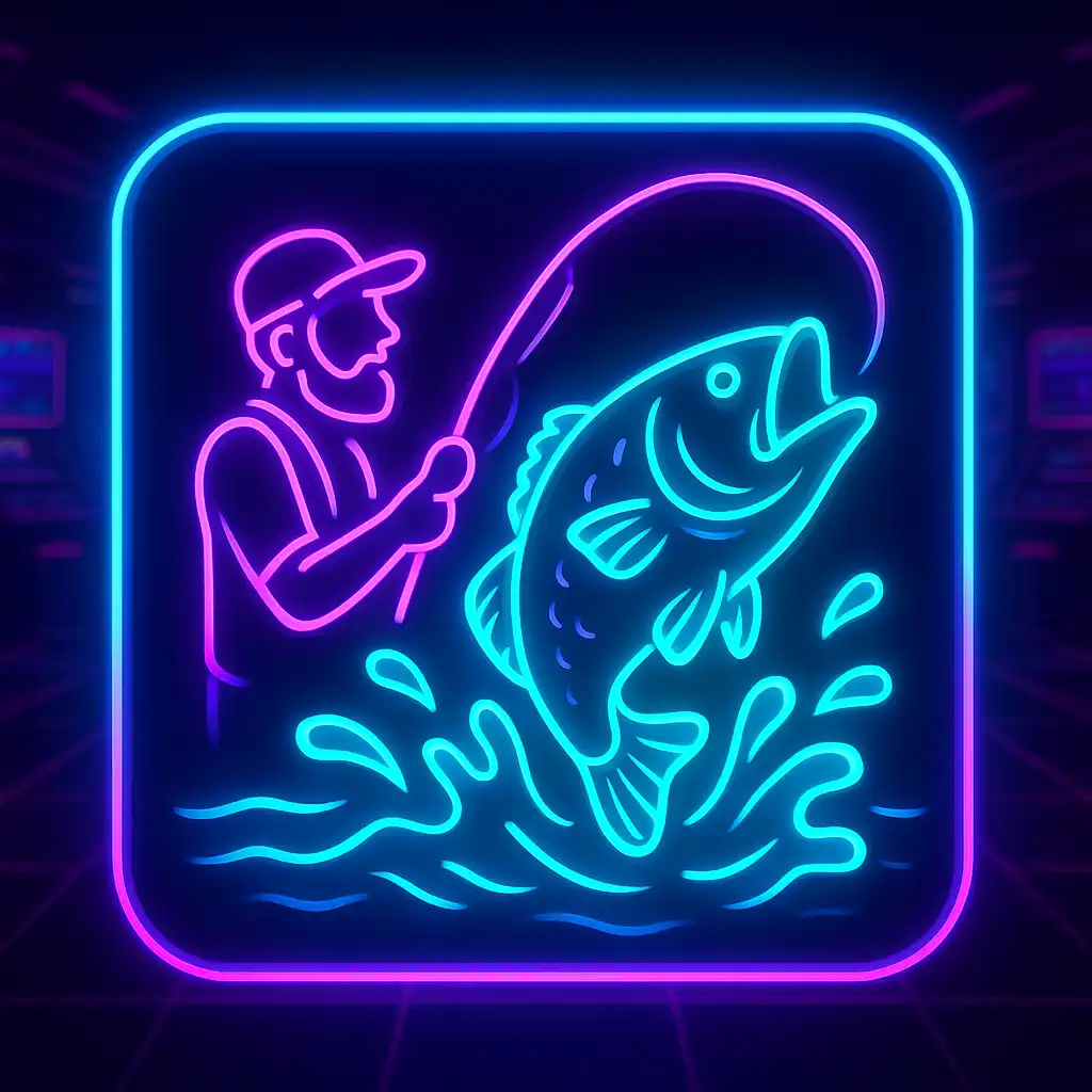 Big Bass Bonanza slot game glowing neon artwork