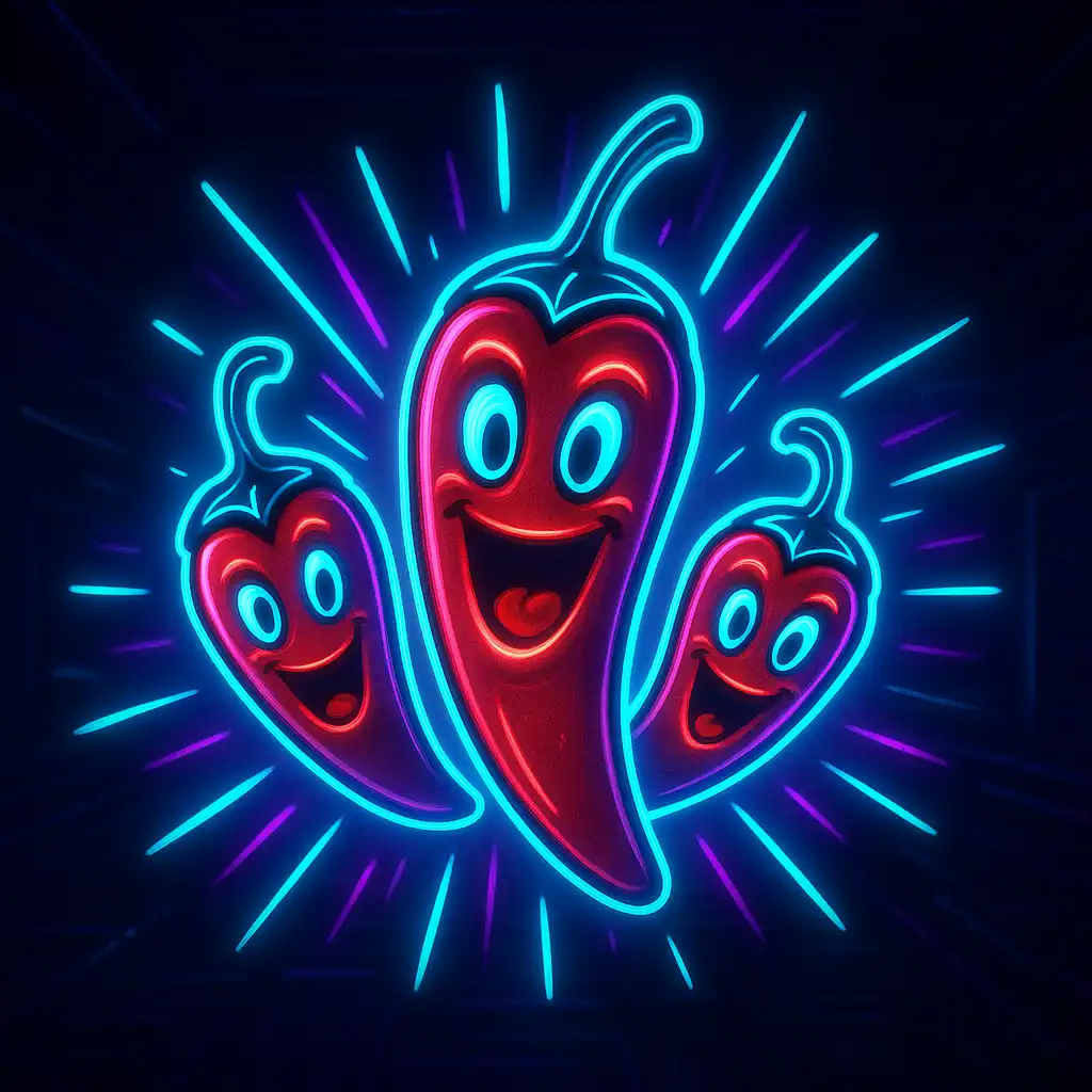 Chili Poppers slot game glowing neon artwork