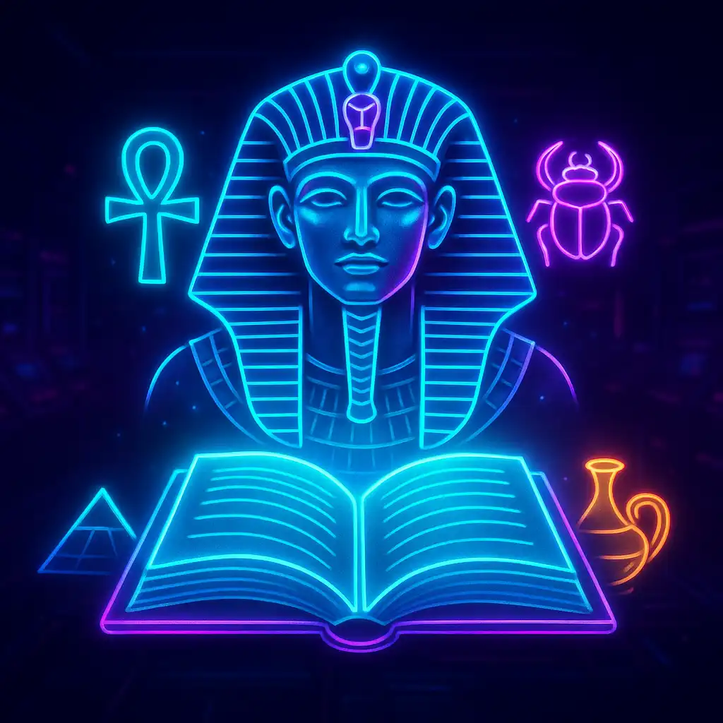 Ramses Book slot game glowing neon artwork