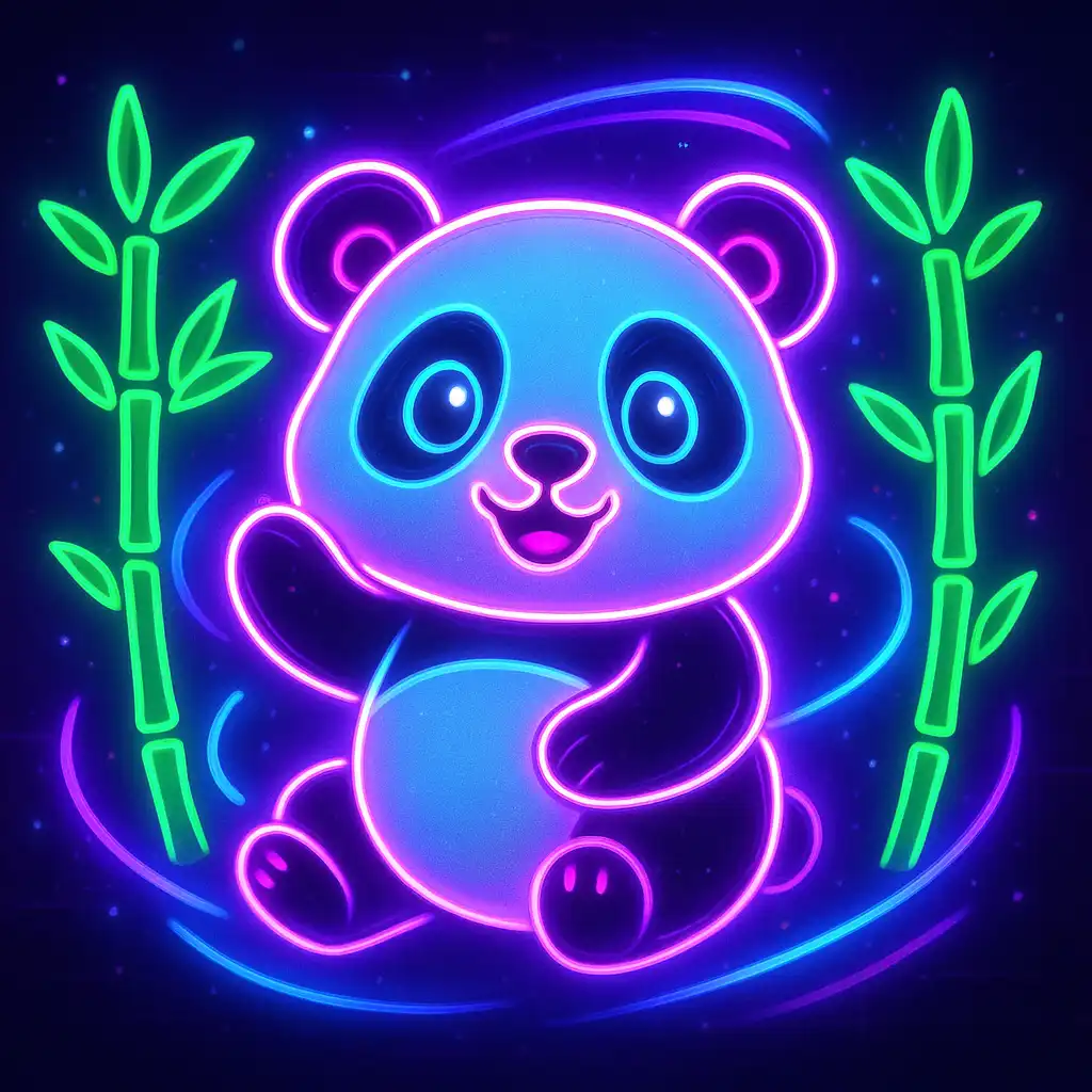 Wacky Panda slot game glowing neon artwork