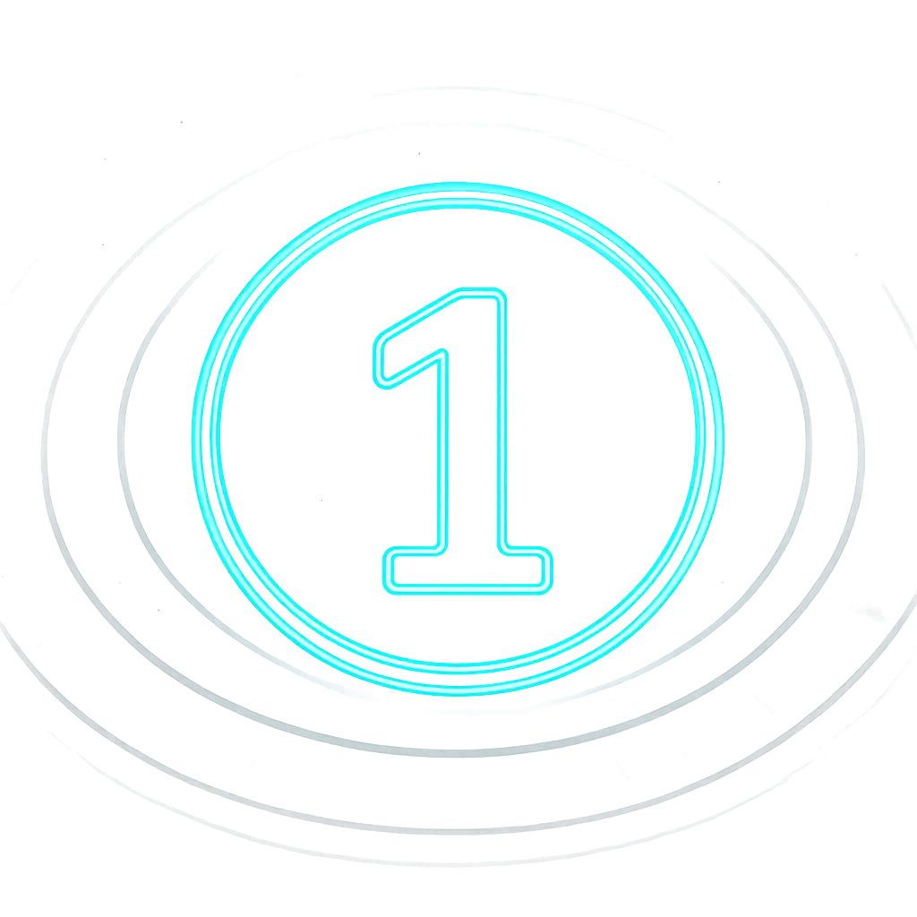 Step 1 icon glowing neon badge