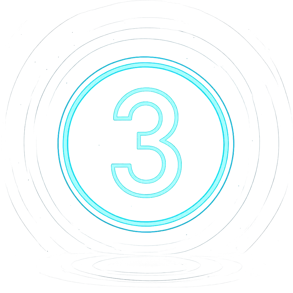 Step 3 icon glowing neon badge